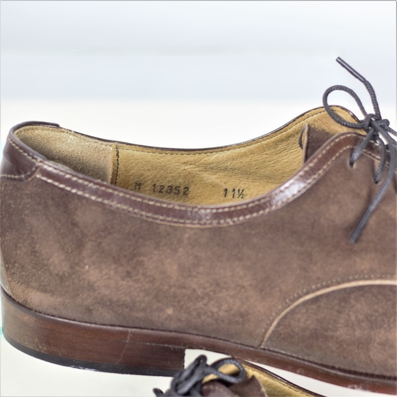 Carlo Morandi 11.5 Derby Brown Suede Shoes Italy - Picture 3 of 8